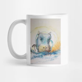 Water Color Hippopotamus Mug